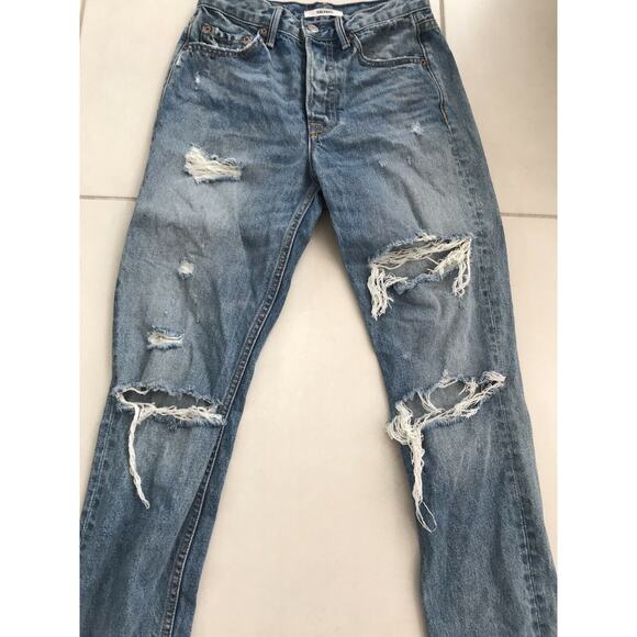 Grlfrnd Karolina High Waist Distressed Cut Off Frayed Denim Jeans - Picture 3 of 10